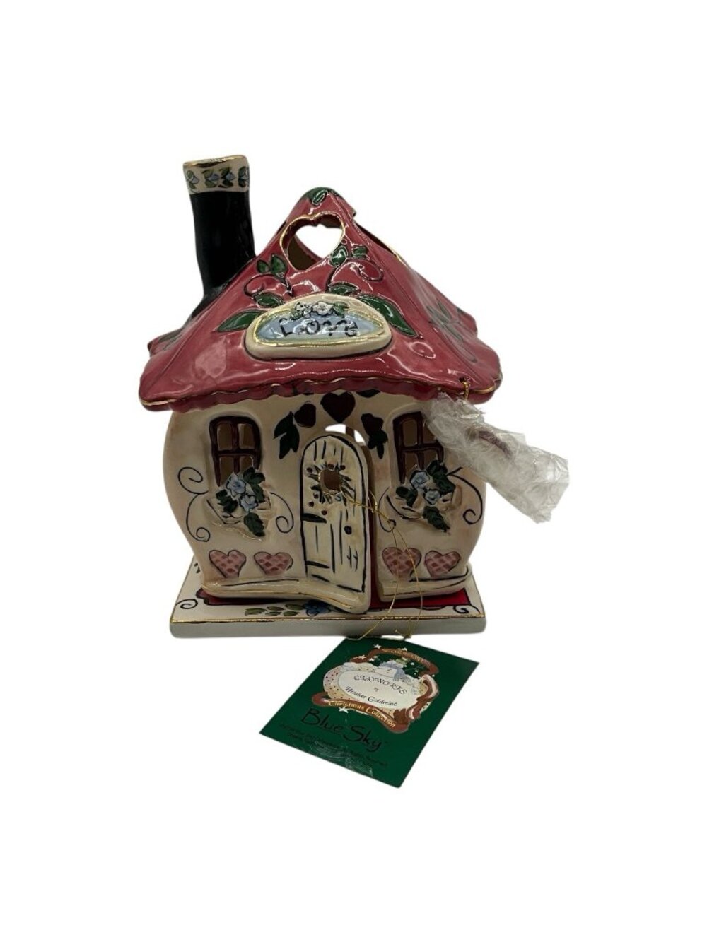 Clayworks By Heather Goldminc "Love House" Ceramic Candle and Tea Light Holder